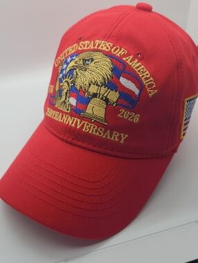 Red Embroidered USA Eagle Baseball Cap